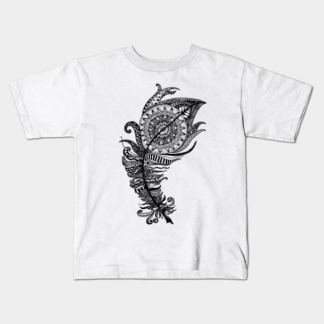 Bird feather Kids T-Shirt by BRAVE CREATION